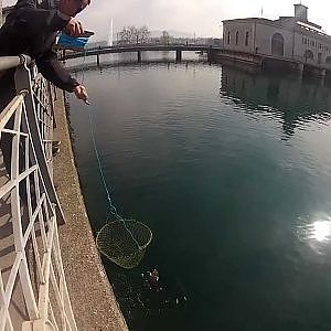 Pêche au cadre Genève Rhône Barbeau GoPro HD2