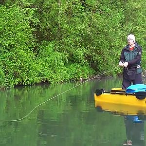 Fly fishing for trout at Red Hills Lake, Oregon