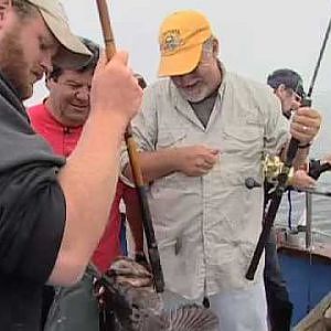 Angler lands nice size ling cod on Dan Hernandez Charter