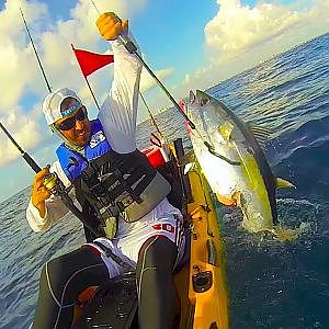 Shark Attack tuna on a kayak, South Florida Kayak Fishing