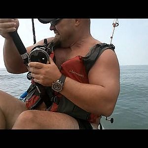 Father and son Kayak Shark Fishing - Galveston 2011