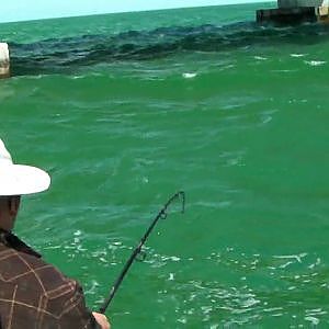 PJ at Bahia Honda Bridge fishing for Sharks