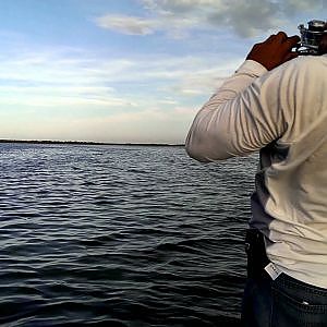 Cancun Mexico guide catching a needle fish