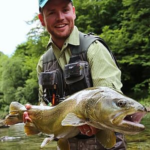 Lustrik   Fly fishing Slovenia July, monster marble trout, Josh