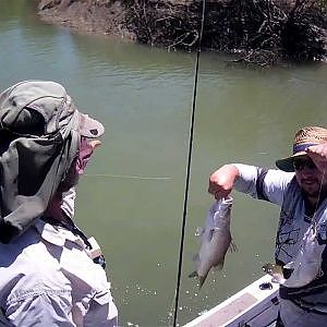 Double Hookup Barra Fishing