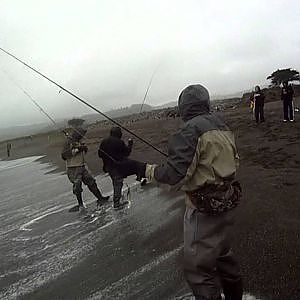 "SURF FISHING" On The Beach For "STRIPED BASS",,,(Using a Dobyns Rod and a GoPro HD Helmet Camera)