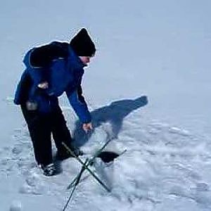 Timothy ice fishing for perch