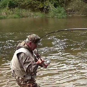 SALMON FISHING BETSIE RIVER - HOMESTEAD DAM - Oct. 5, 2012 - Filmed by: Norm Rasmussen (Pt 2 of 3)