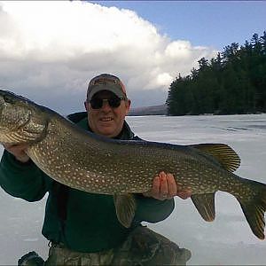 19lbs NORTHERN PIKE CRANBERRY LAKE MUSKY LAKE TROUT ICE FISHING NY!!!