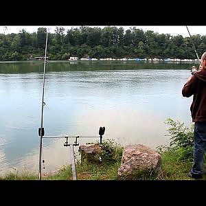 Karpfenangeln am Rhein, Carp-fishing  mit Drill